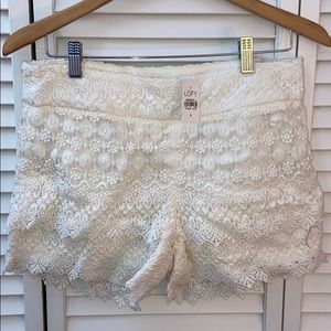 White lace shorts